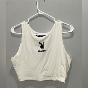Playboy cropped top off white (L)